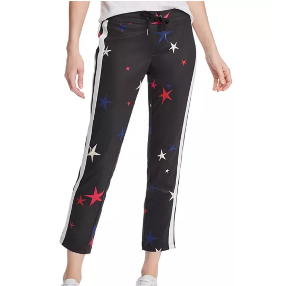 Pam & Gela Stars Side-Stripe Drawstring Crop Ankle Track Pants Joggers Pant XS